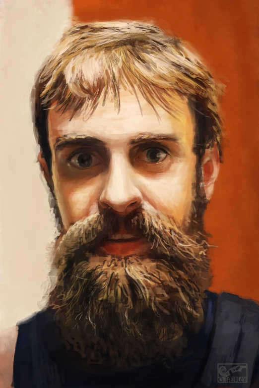 a digital painting of a man with a large beard