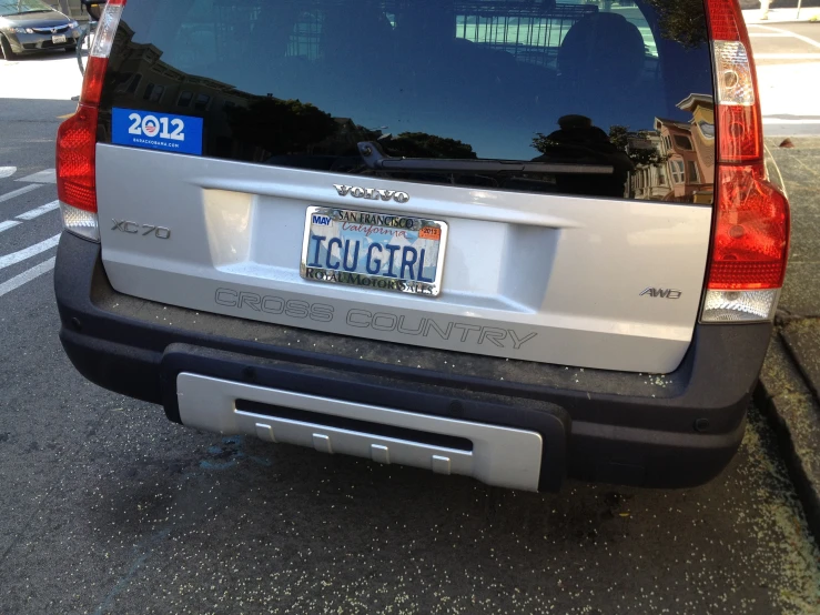 the back of a car with a license plate