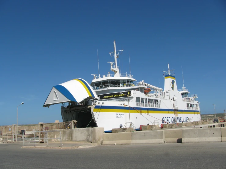 a large boat in port and it is very big