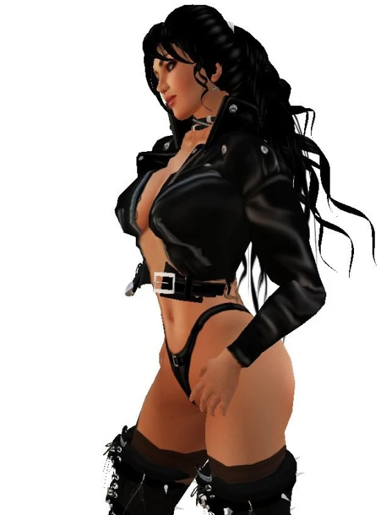 3d model in black lingerie with gloves and boots