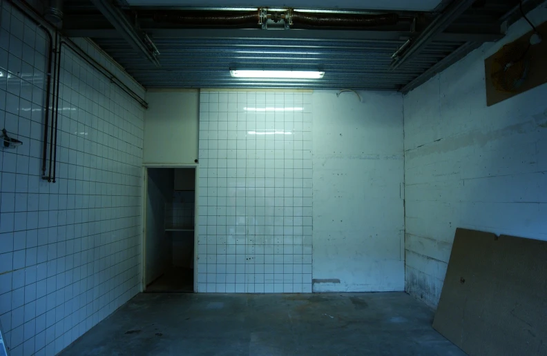 an empty room is seen in this image