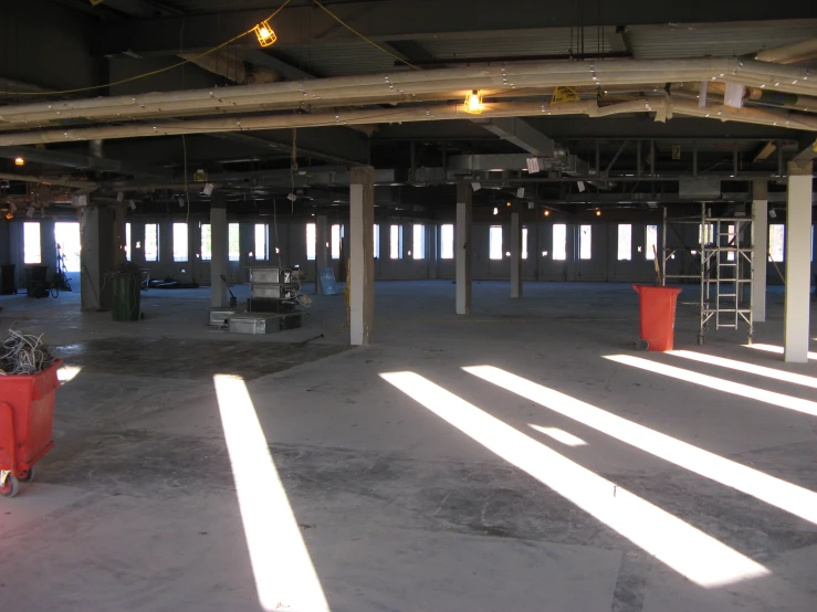 the inside of an empty parking garage area