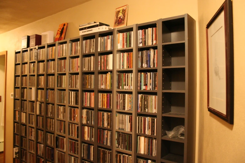 a huge amount of cds are stored on shelves