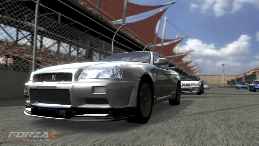 racing cars racing on the track in a race game