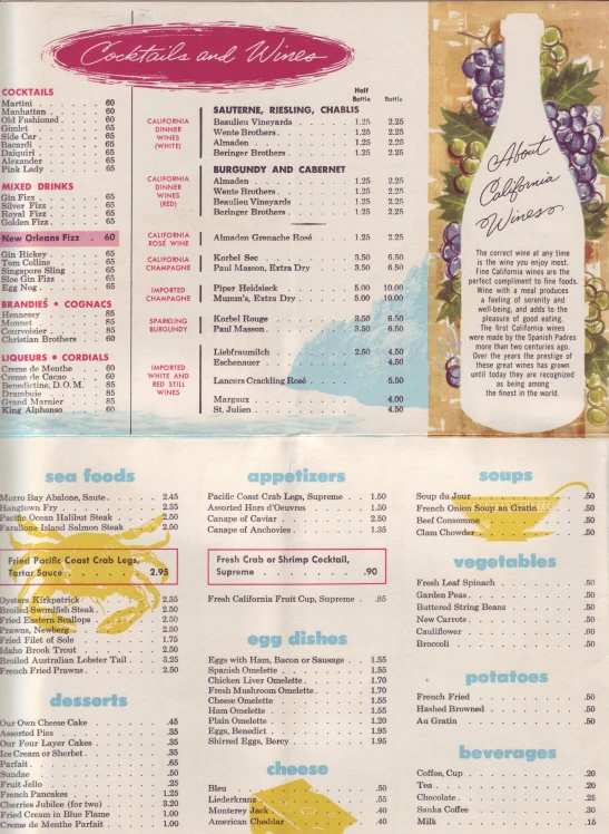 a menu for a french wine shop