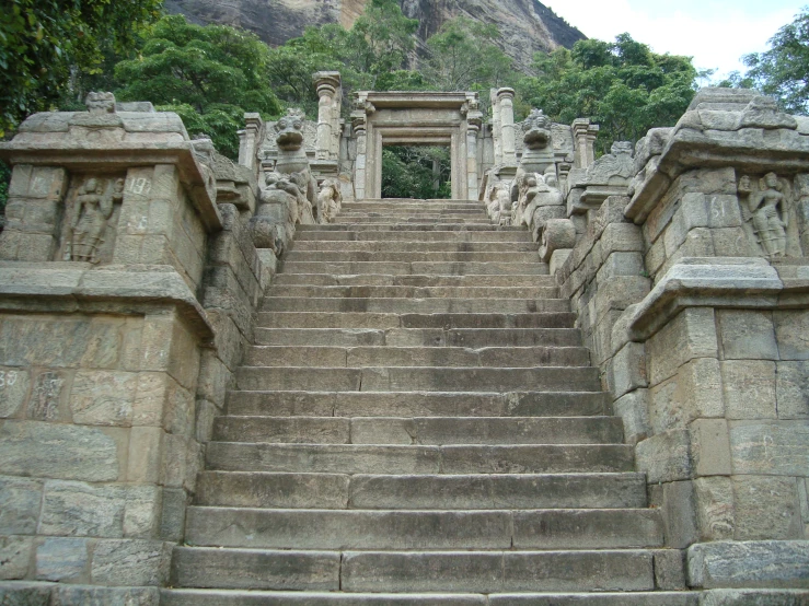 there are stone steps that lead to the temple