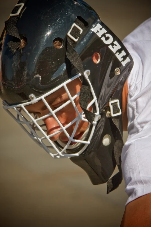 the man in the helmet has one eye on the camera