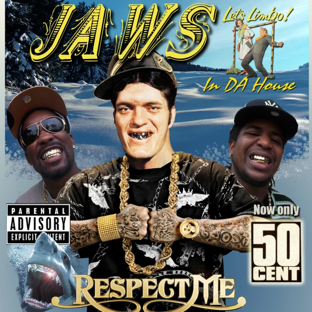 the album cover features two men wearing masks and chains, one with his hand in the air