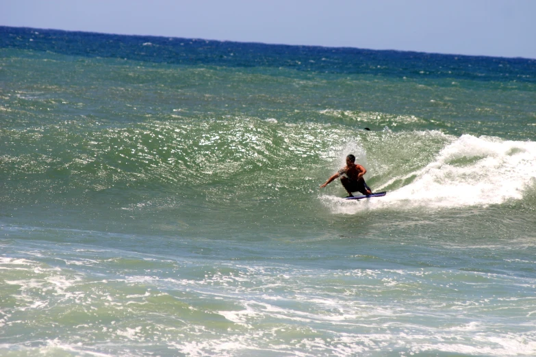 a man riding a wave on a surfboard