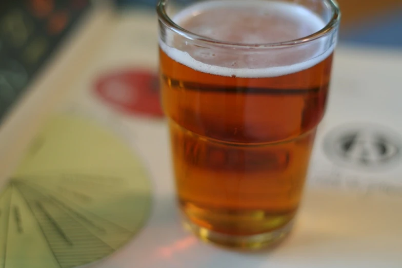 a glass of beer on top of a table