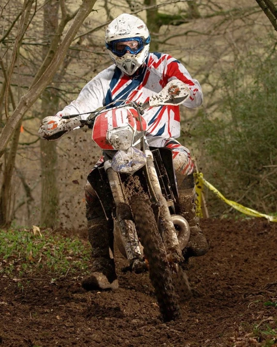 a man riding on the back of a dirt bike