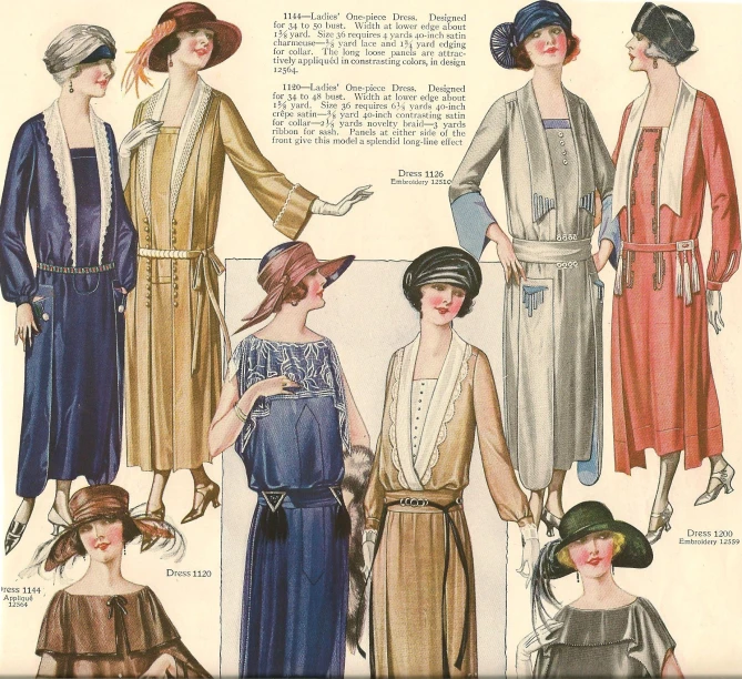 several fashions from the early 20th century