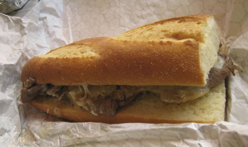 a sandwich has meat and onions on it