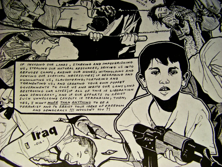 the comic strip features black and white images