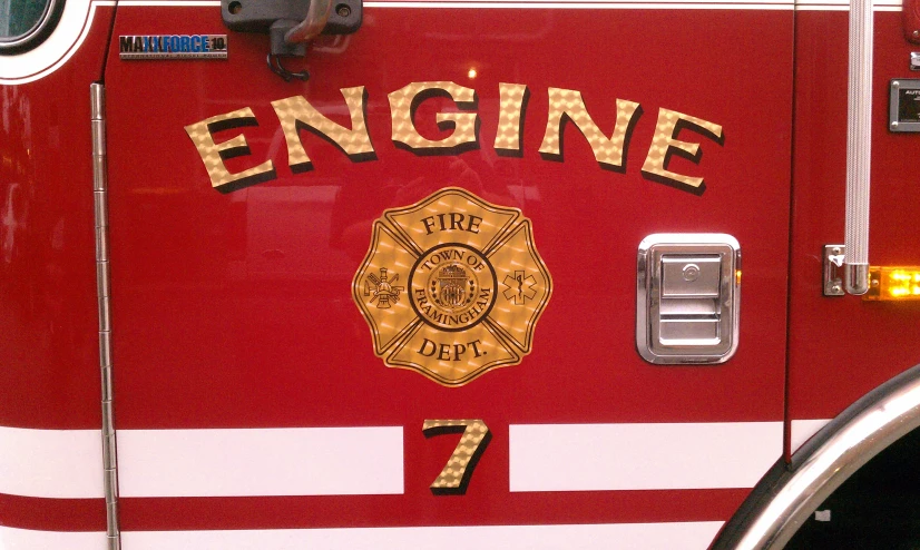 the engine 7 is painted on a fire truck