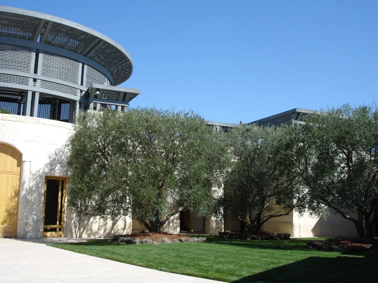 the exterior of a building that is on display