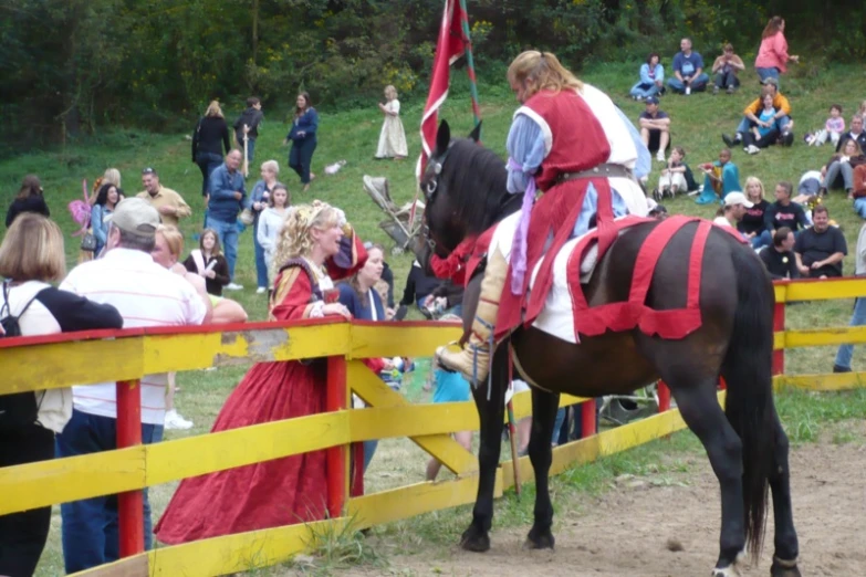 a person sitting on a horse watching an event