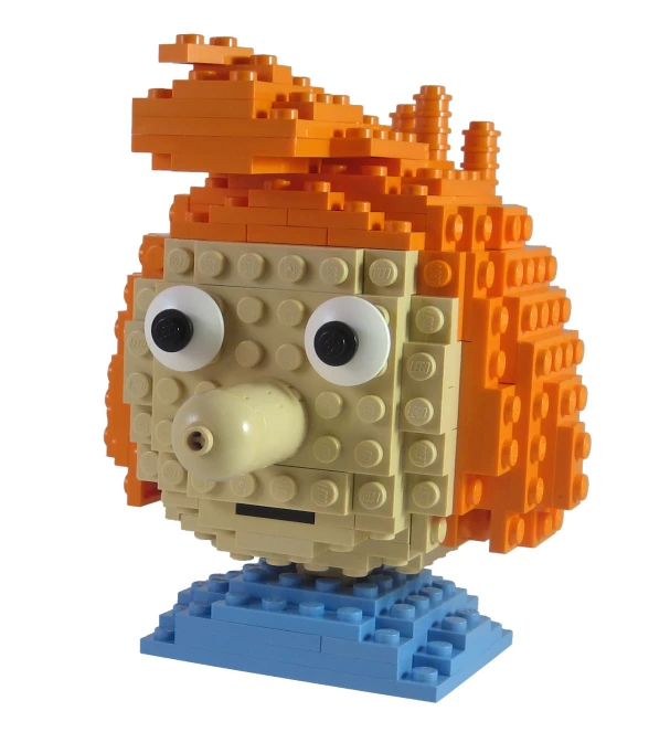 lego - like figurine made from assorted small items