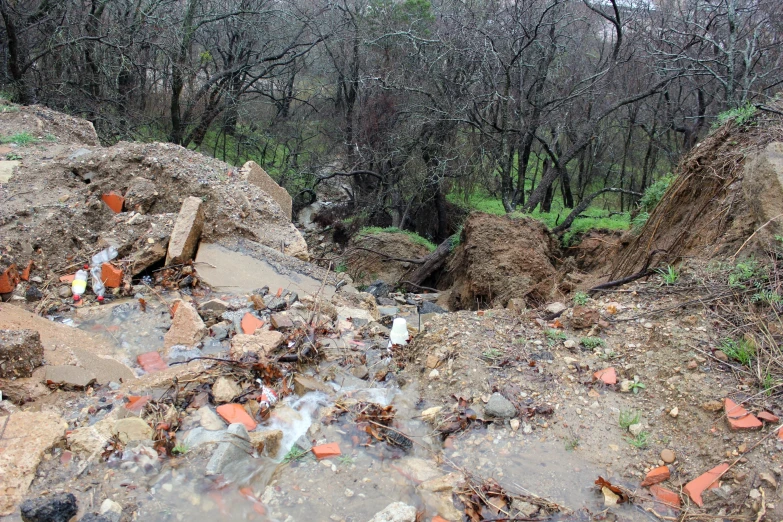 a stream that is going through some dirt