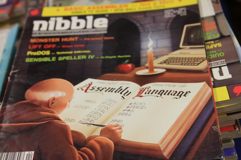 a magazine cover with an image of a baby reading a book