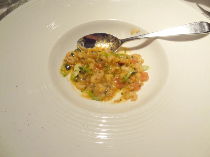 a white plate with a spoon and a small dish