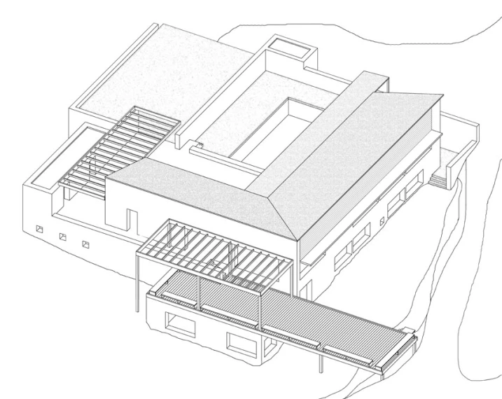 the house in a hill with an attached roof