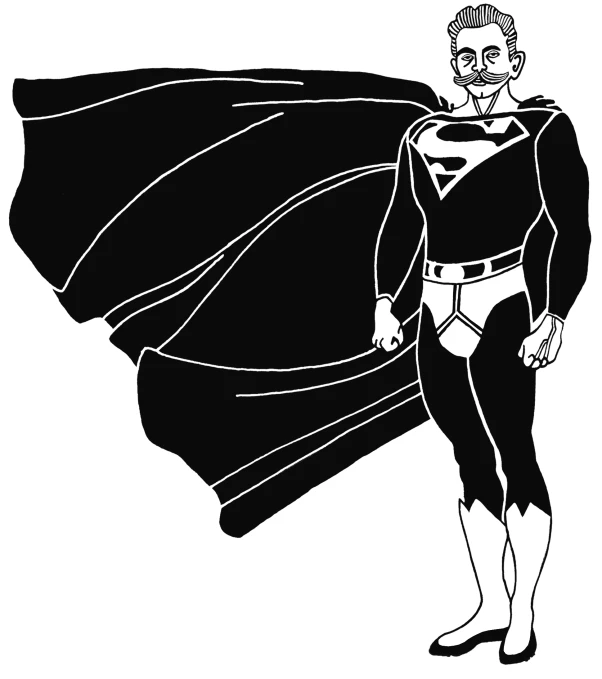 batman cartoon with his cape open and his face slightly open