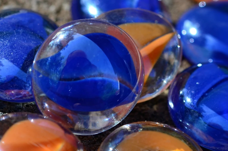 close up s of a group of glass spheres