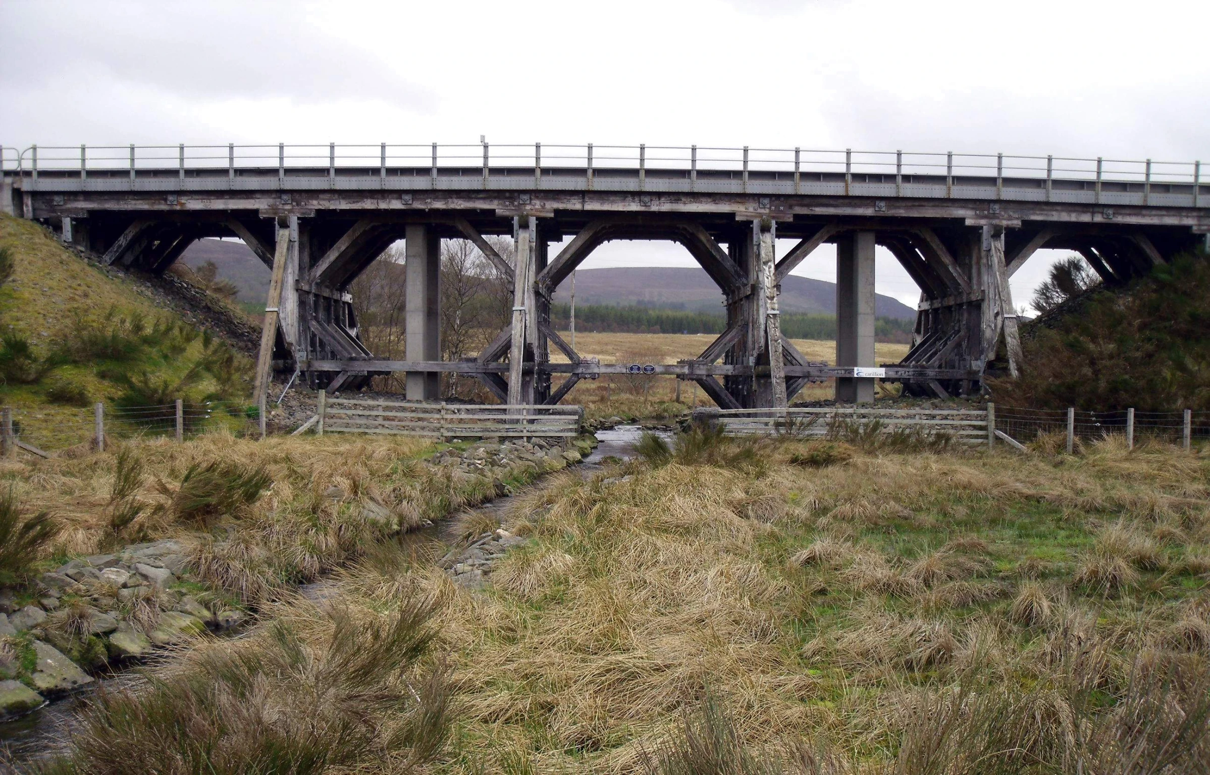 a bridge that has some railings on it