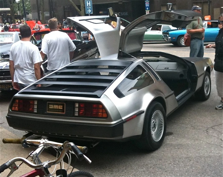 a back to the future delore car in traffic