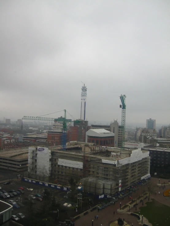 a city view with construction in the distance