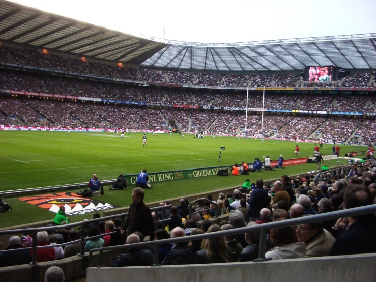 some people at a football game in a stadium