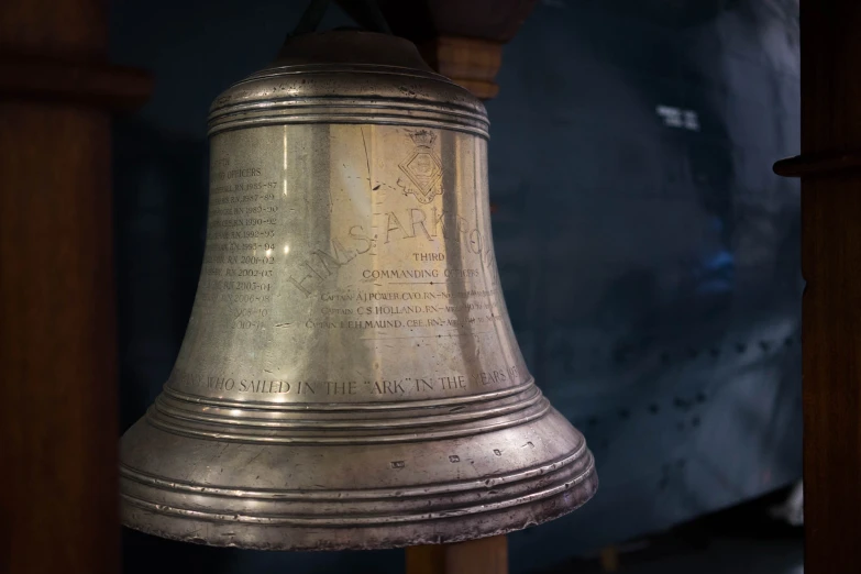 this is an old bell on display inside
