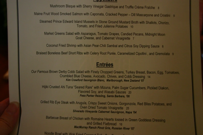 the menu of a restaurant is shown in white