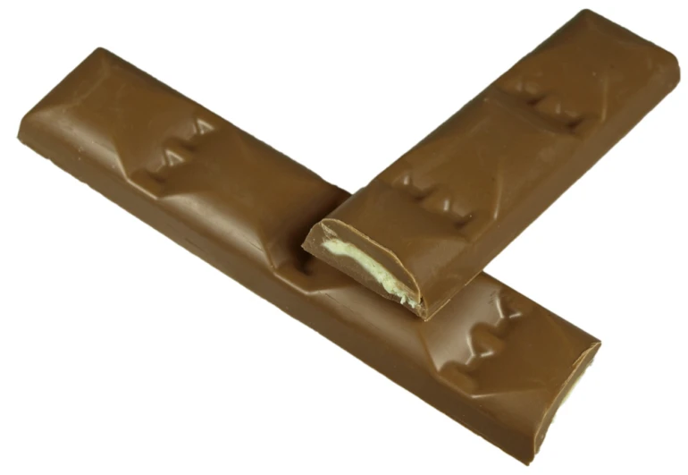 a chocolate stick with pieces missing from it