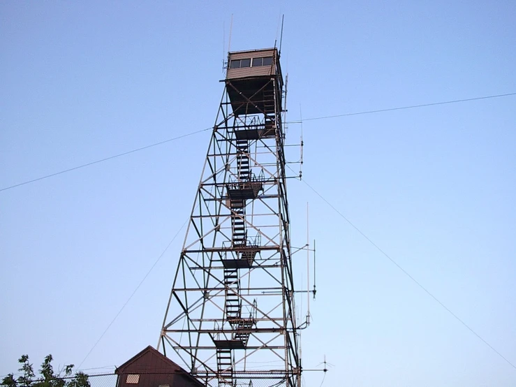 the metal tower with a tower that is on top