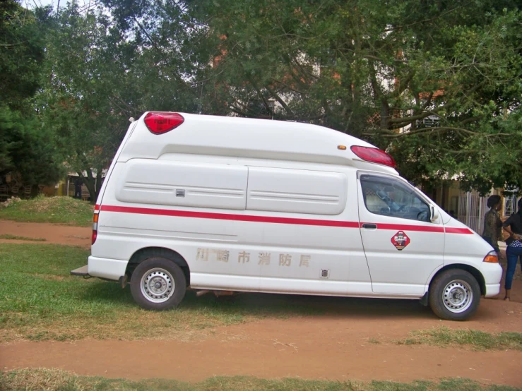 there is an asian food van parked on the grass