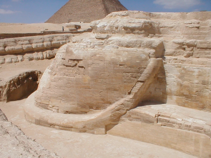 the large carved ancient monument is on display