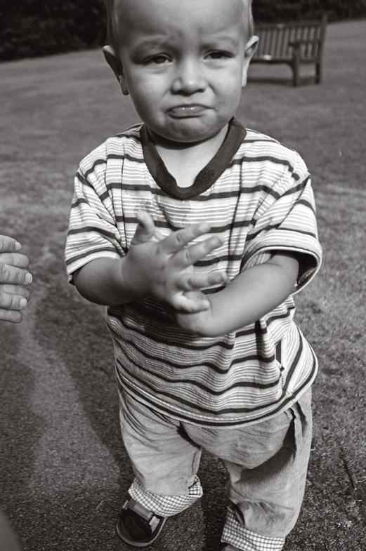 a black and white po of a little boy