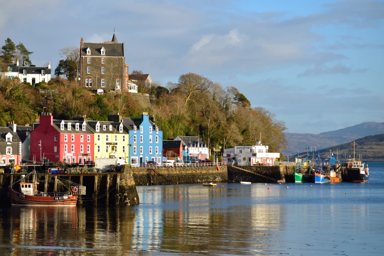 a view of the coastline from across a large body of water