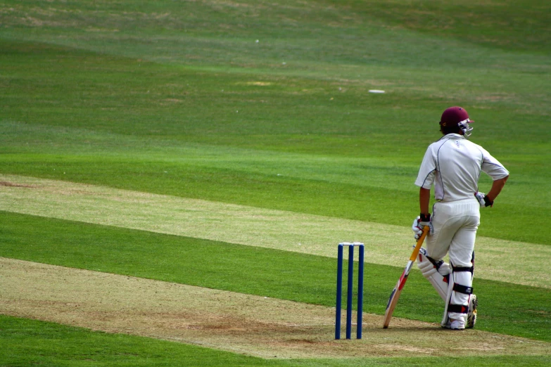 the baseball player prepares to hit the ball