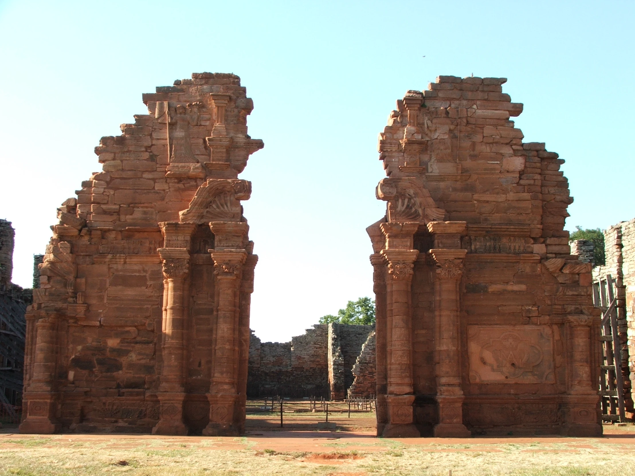 a picture of a gate made of bricks