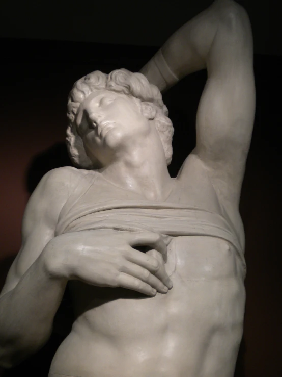 a statue is shown with its torso on display