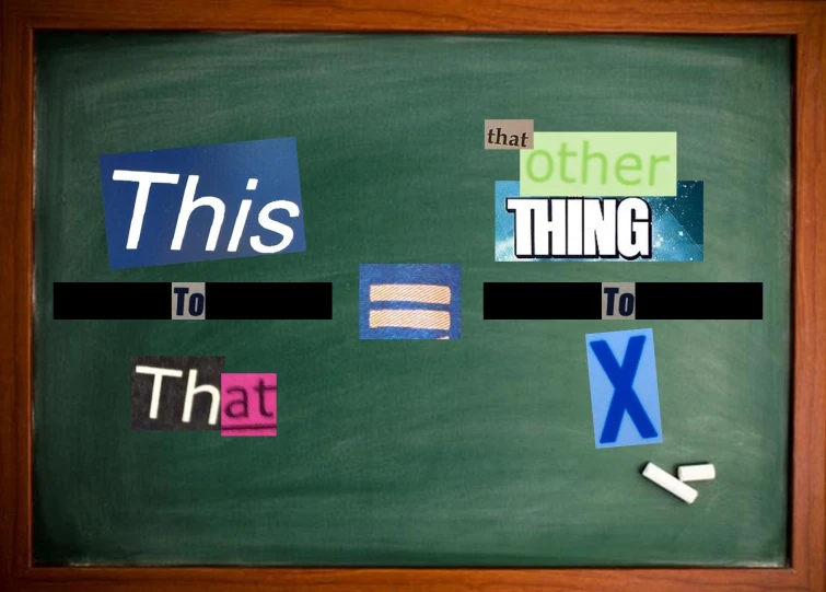a chalkboard has a variety of stickers and letters