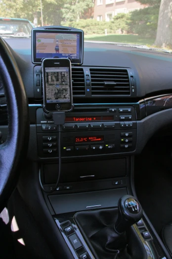 the dashboard in a vehicle with the radio system in it