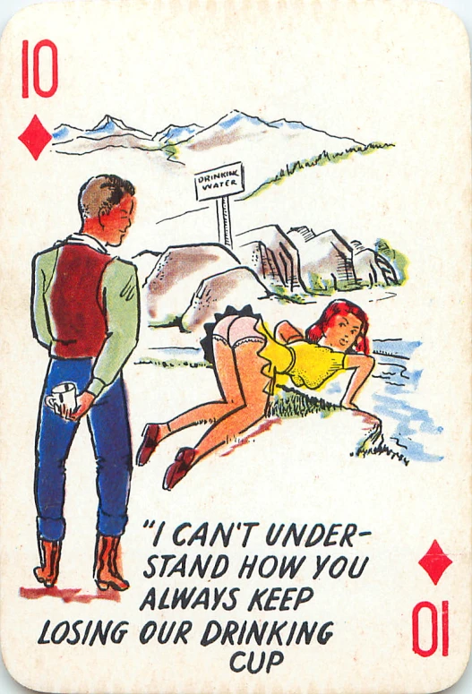 a playing card featuring a picture of a couple