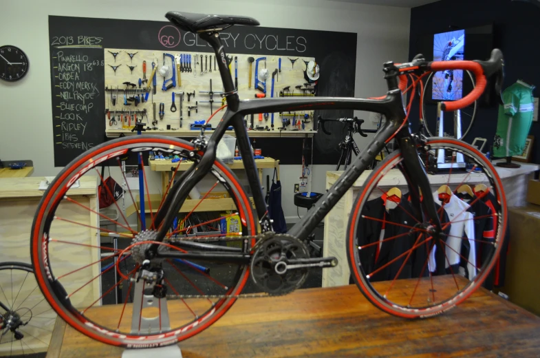 a bike that has a bar and front wheel on it