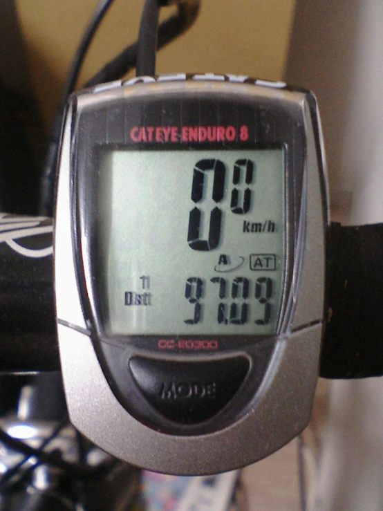 a bicycle with a digital screen displays the time