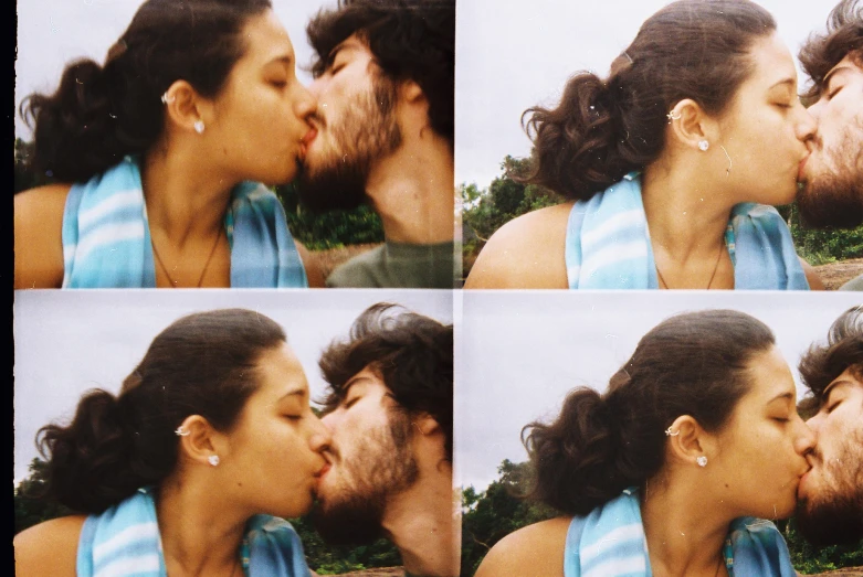 different images show the same person kissing