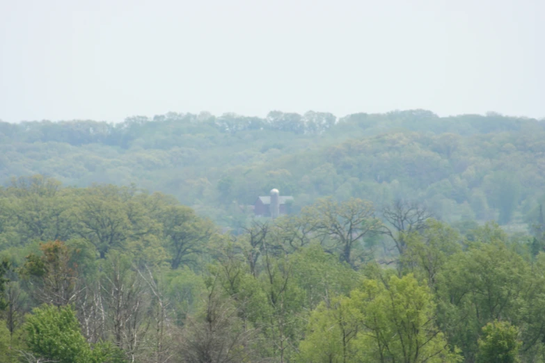 a tall building sitting in the middle of some trees